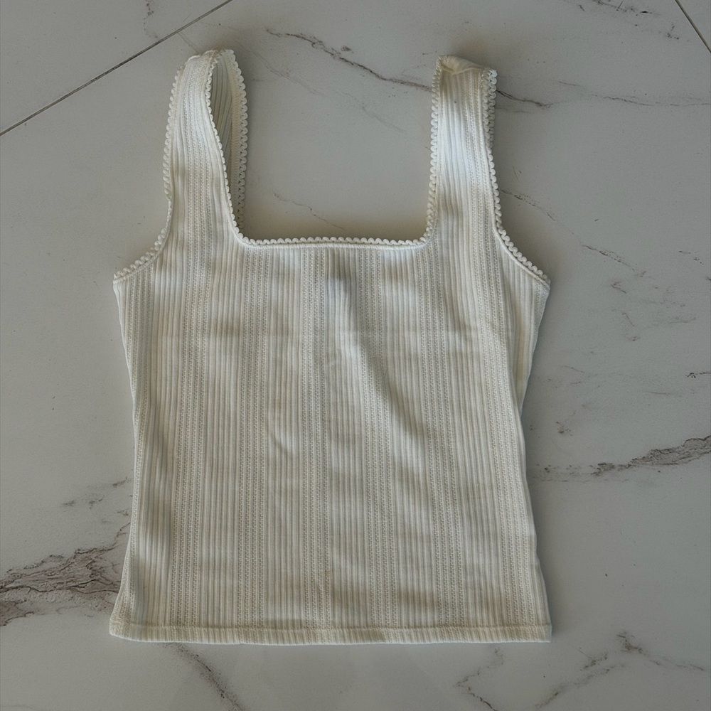 Express Ivory Ribbed Tank Top - Picture 2 of 2